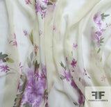 Floral Printed Silk Chiffon - Purple/Green