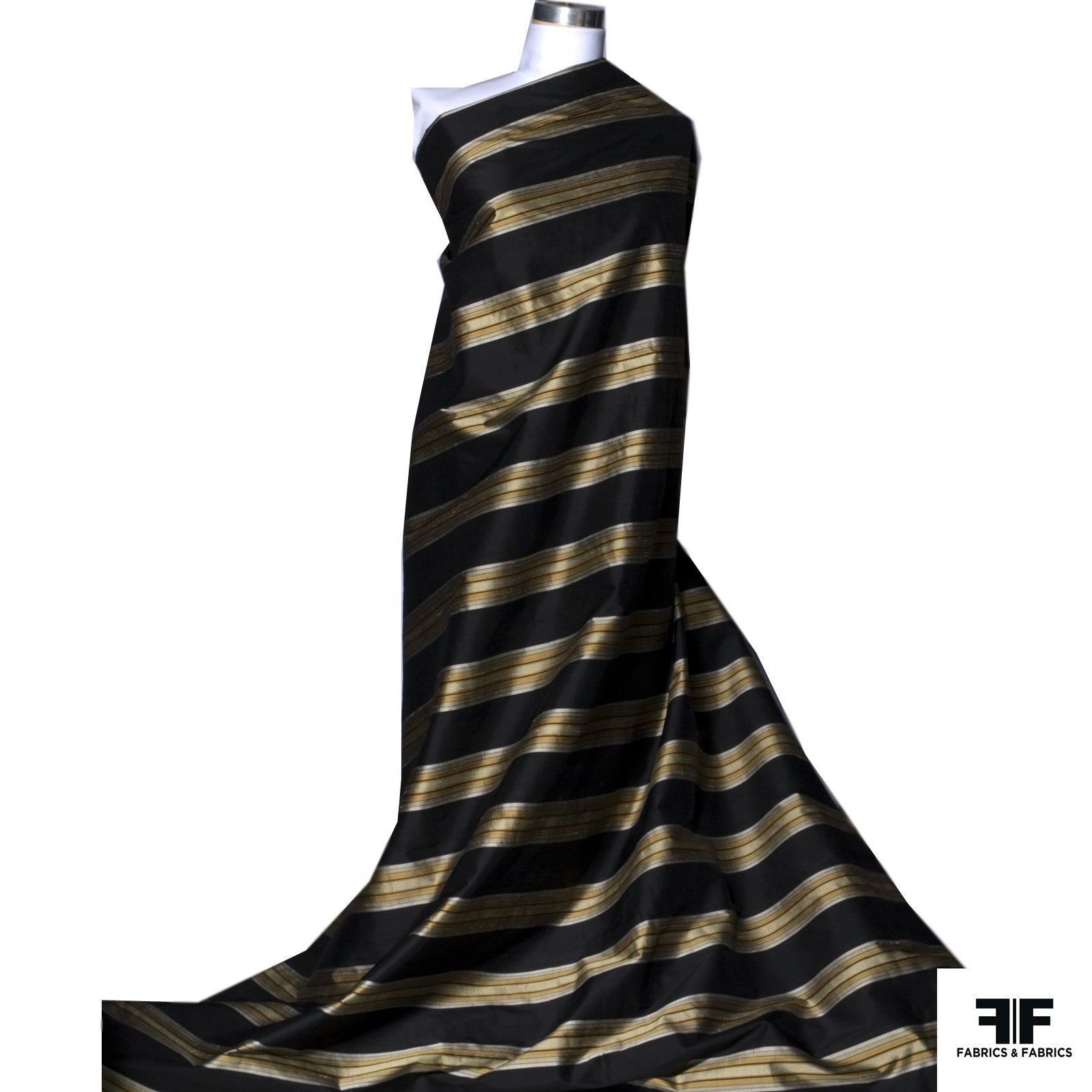 Black/Yellow Striped Silk Shantung - Fabrics & Fabrics Black/Yellow Striped Silk Shantung - Fabrics & Fabrics