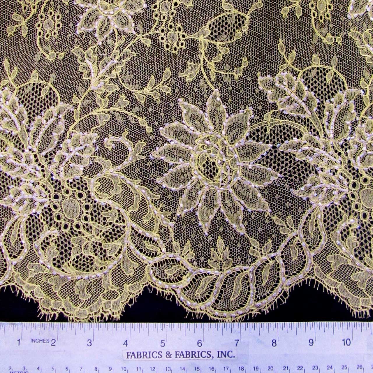Floral Beaded Lace - Yellow - Fabrics & Fabrics NY