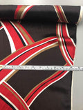 Curved Lines Printed Silk Charmeuse - Brown / Red