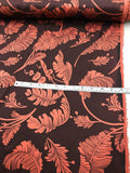 Leaves Printed Silk Charmeuse - Maroon / Brick