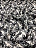 Leaves Printed Silk Charmeuse - Black / Ivory
