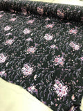 Pre-Washed Floral Bouquet Printed Silk Charmeuse - Navy / Pink