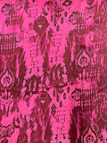 Abstract Ikat Printed Silk Charmeuse - Magenta / Maroon