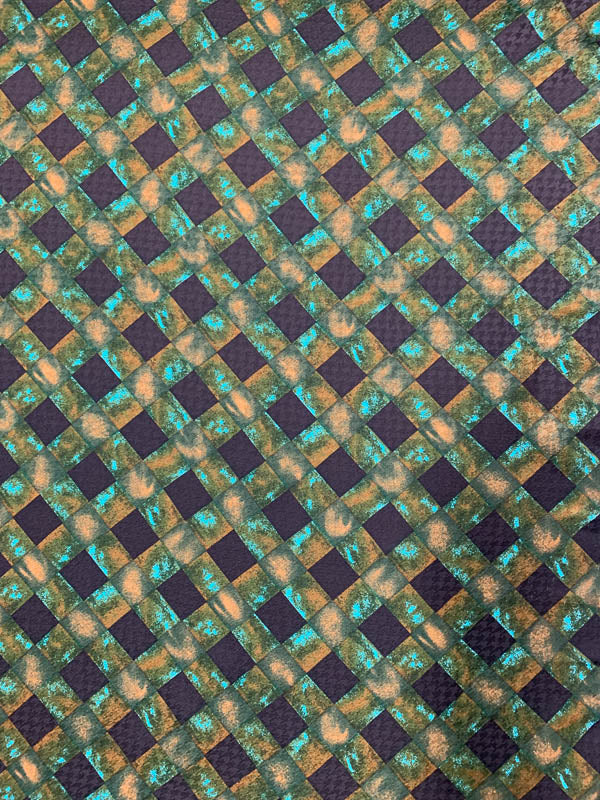 Crosshatch Printed Silk Jacquard - Brown / Green