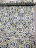 Mosaic Paisley Floral Printed Satin Silk Georgette  -  Blue / White / Green