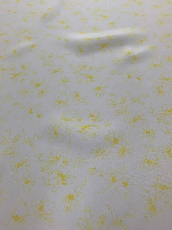 Dainty Floral Matte Printed Silk Charmeuse - Yellow / White