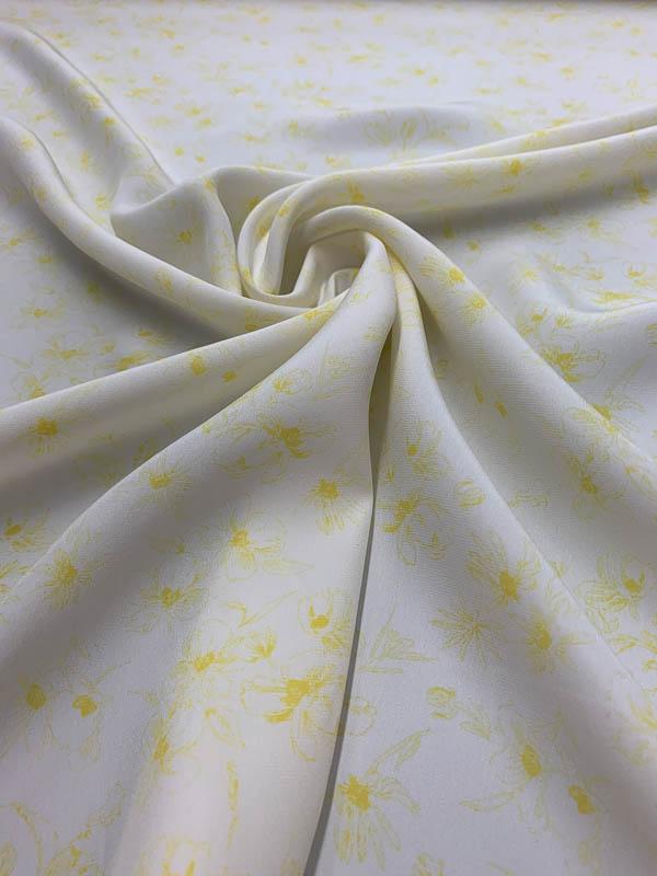 Dainty Floral Matte Printed Silk Charmeuse - Yellow / White