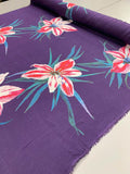 Large-Scale Floral Lily Stretch Printed Silk Georgette - Purple / Multicolor