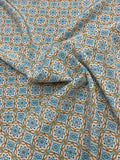 Kaleidoscope Printed Silk Crepe de Chine - Blue / White / Orange