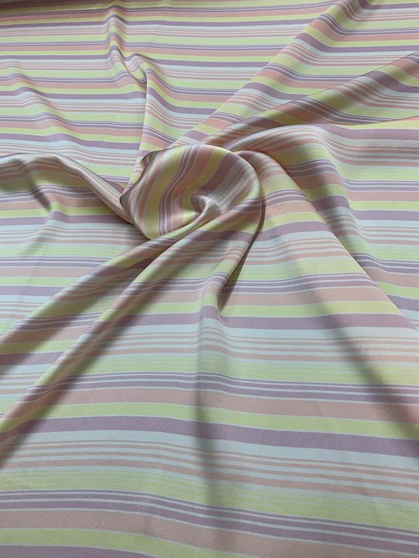 Cotton Candy Striped Printed Silk Charmeuse - Yellow / Pink / Purple