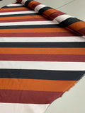 Diagonal Striped Stretch Printed Silk Charmeuse - Brown / White / Black