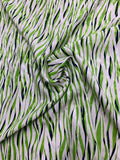 Swiss Wavy Printed Silk Jacquard - Green / Navy / White