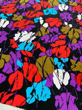 Abstract Floral Matte Printed Silk Charmeuse - Multicolor