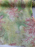 Nautical Open Weave Sparkly Printed Linen - Green / Red / Multicolor