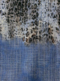 Italian Stretch Denim Leopard Panel Printed Cotton - Blue / Black / Brown
