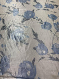 Ralph Lauren Italian Metallic Foil Printed Broadcloth Silk - Sliver / Blue