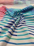 Zig Zag Striped Panel Cotton Pique - Blue / Pink / White