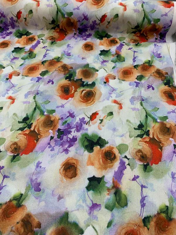 Floral Stretch Printed Cotton Twill - Multicolor