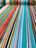 Southwest Striped Stretch Printed Cotton - Orange / Teal / Yellow