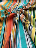 Southwest Striped Stretch Printed Cotton - Orange / Teal / Yellow