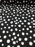 Painterly Polka Dot Stretch Printed Cotton - Black / White