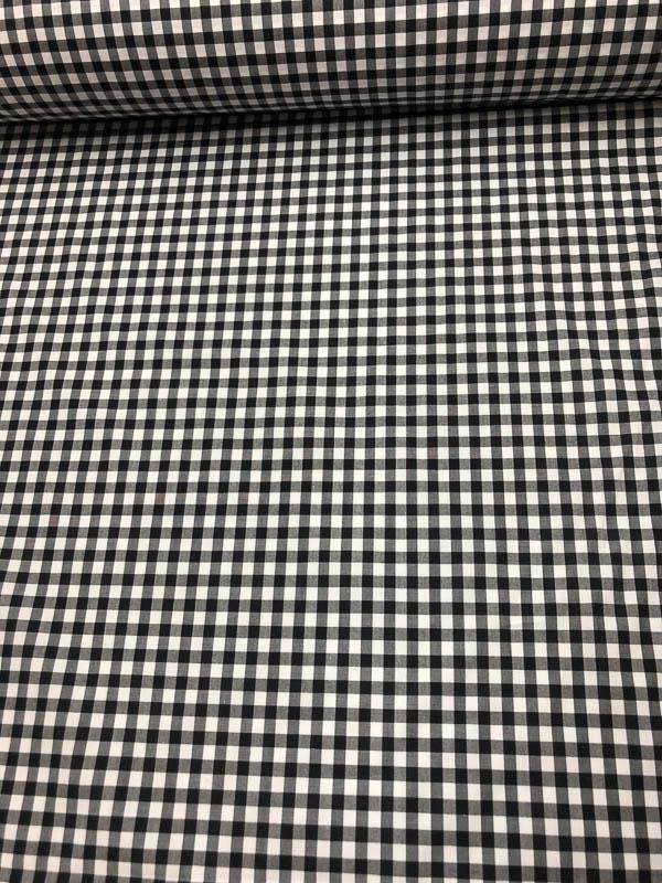 Italian Gingham Checkered Yarn Dyed Cotton Shirting - Black / White