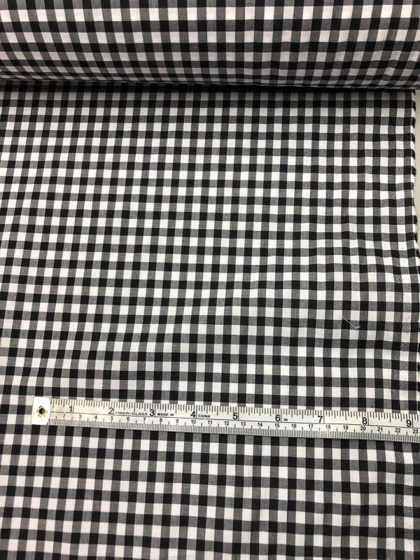 Italian Gingham Check Yarn Dyed Cotton Shirting - Black / White ...