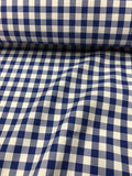 Italian Medium-scale Gingham Check Yarn Dyed Cotton Shirting - Blue / White