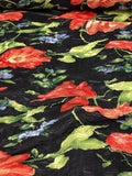 Italian Pleated Fused Floral Novelty - Navy / Green / Red