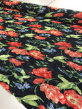 Italian Pleated Fused Floral Novelty - Navy / Green / Red