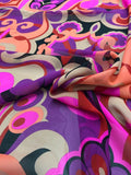 Anna Sui Bold Graphic Printed Silk Chiffon - Hot Pink / Purple / Tan