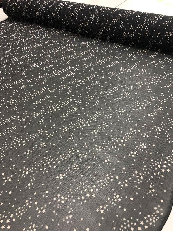 Black rhinestones chiffon fabric #50724 - Design My Fabric