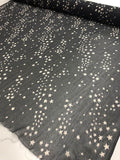 Large Stars Printed Crinkled SIlk Chiffon - Black / Off-White