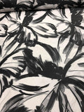 Brushstroke Large Floral Jacquard Poly Organza - Black / White
