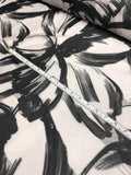 Brushstroke Large Floral Jacquard Poly Organza - Black / White