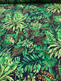 Rainforest Printed Cotton Lawn - Green / Blue