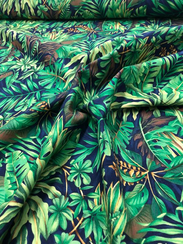 Rainforest Printed Cotton Lawn - Green / Blue | FABRICS & FABRICS ...