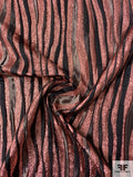 Christian Siriano Novelty Wavy Striped Textured Lamé Brocade - Rose Pink-Gold / Black