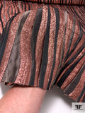 Christian Siriano Novelty Wavy Striped Textured Lamé Brocade - Rose Pink-Gold / Black