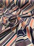 Multi-Directional Striped Printed Silk Chiffon - Purple / Pink / Peach