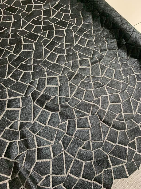 Christian Siriano Mosaic Geometric Novelty Embroidered Netting - Black