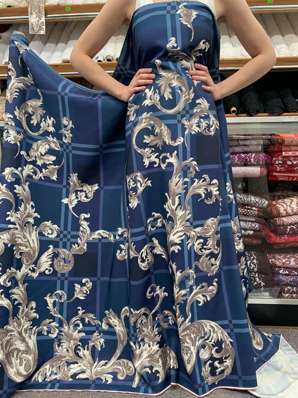 Famous NYC Designer Italian Terracotta Vine Printed Silk Faille - Blue / Grey | FABRICS & FABRICS Fabrics & Fabrics Famous NYC Designer Italian Terracotta Vine Printed Silk Faille - Blue / Grey | FABRICS & FABRICS Fabrics & Fabrics