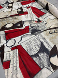 Oscar de la Renta Italian Musical Collage Printed Silk Faille - Red / Brown / Tan