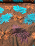 Christian Siriano Italian Floral Brocade - Teal / Orange / Brown