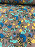 Anna Sui Vintage Floral Rayon Georgette - Brown / Blue / Mustard