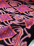 Anna Sui Vintage Rayon Challis - Coral / Purple / Black