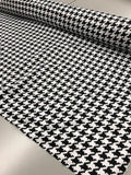 Houndstooth Printed Cotton Twill - White / Black