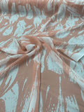 Abstract Painterly Printed Silk Chiffon - Peach / White