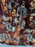 Victorian Paisley Printed Velvet - Brick Red / Teal / Butter Yellow
